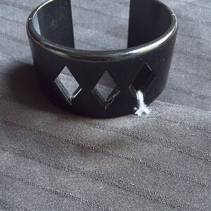 Vintage Lucite Black Diamond Cutout Cuff Bracelet